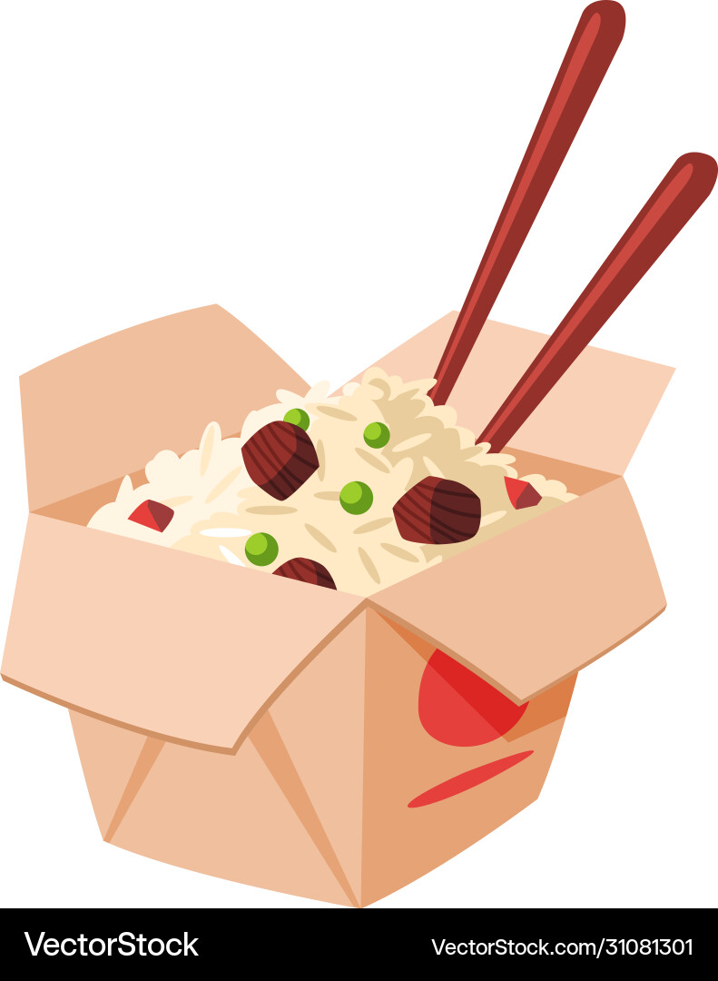 Takeaway Karton Nudeln mit Fleisch Lizenzfreies Vektorbild