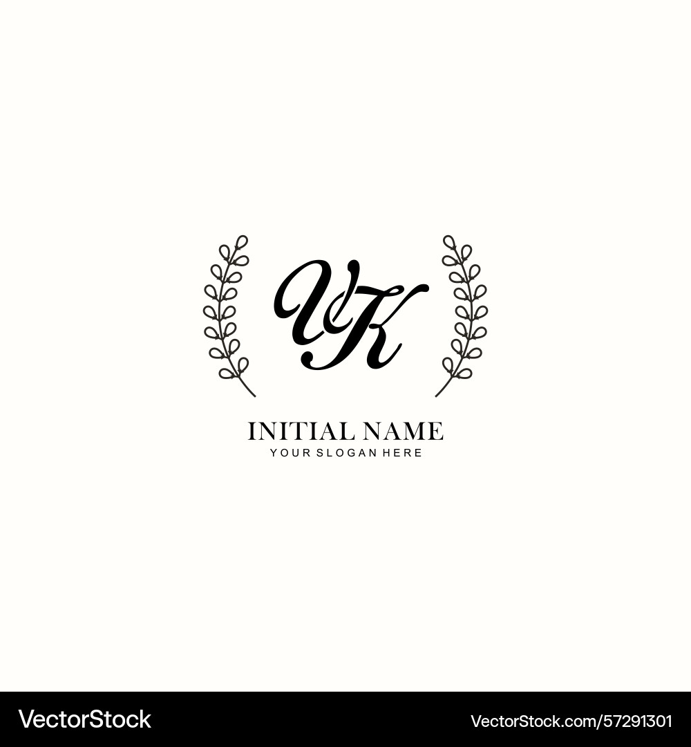 Vk initial logo templates with botanical elements Vector Image