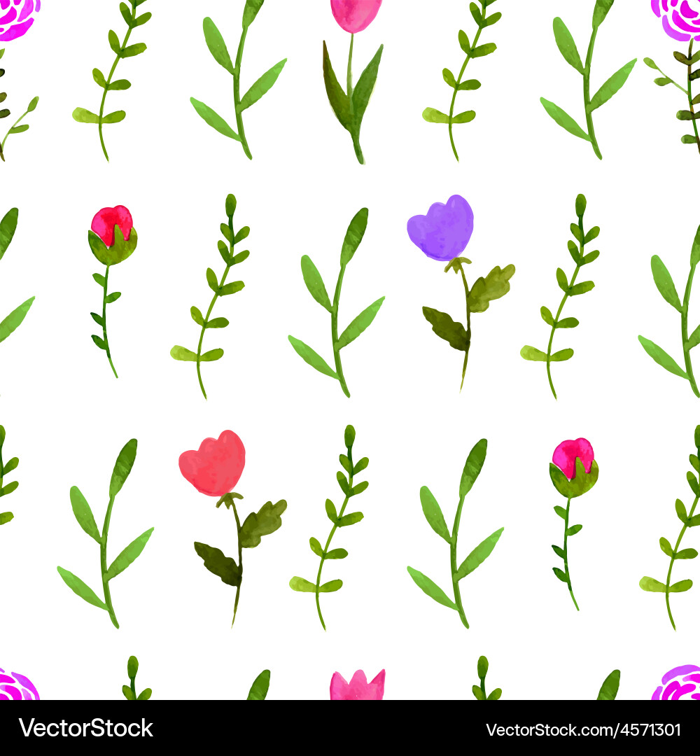 Watercolor Floral Seamless Pattern Vector Image