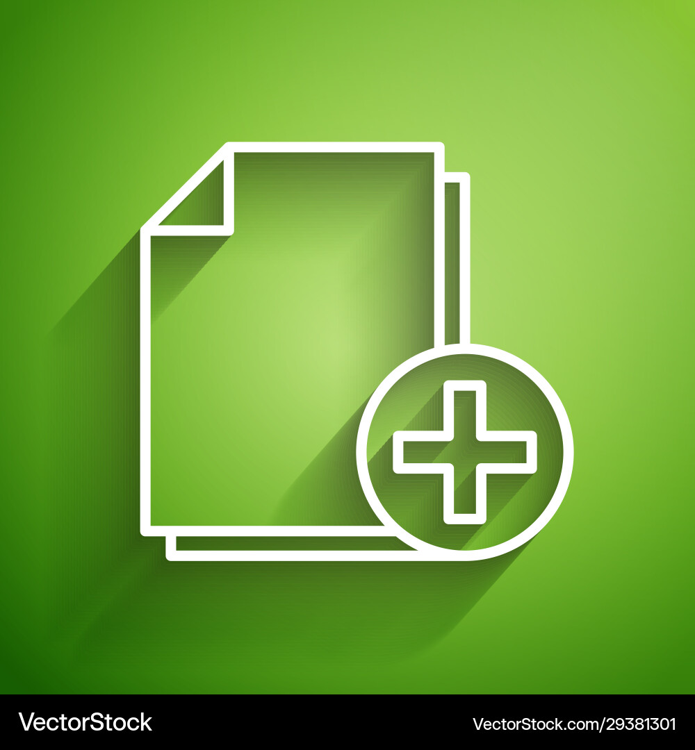 White line add new file icon isolated on green White line add new file icon isolated on green vector image