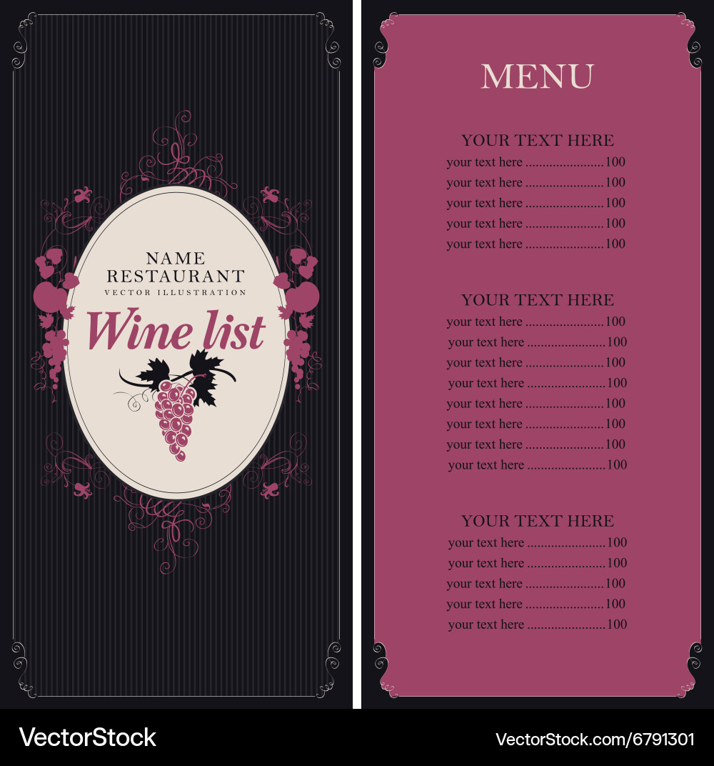 Wine list with grapes vector image