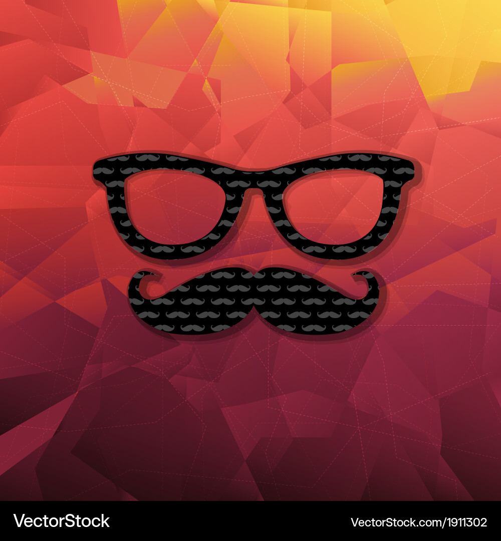 Abstract Triangle Backdrop with Moustaches Vector Image