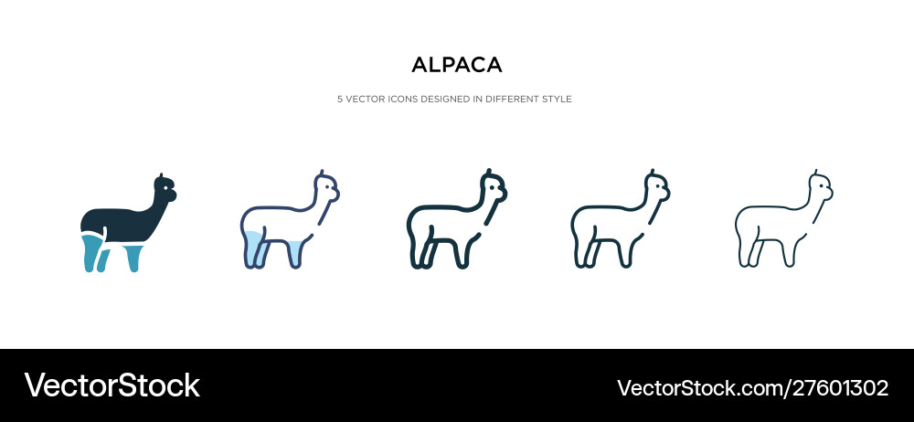 Alpaca icon in different style two colored Vector Image