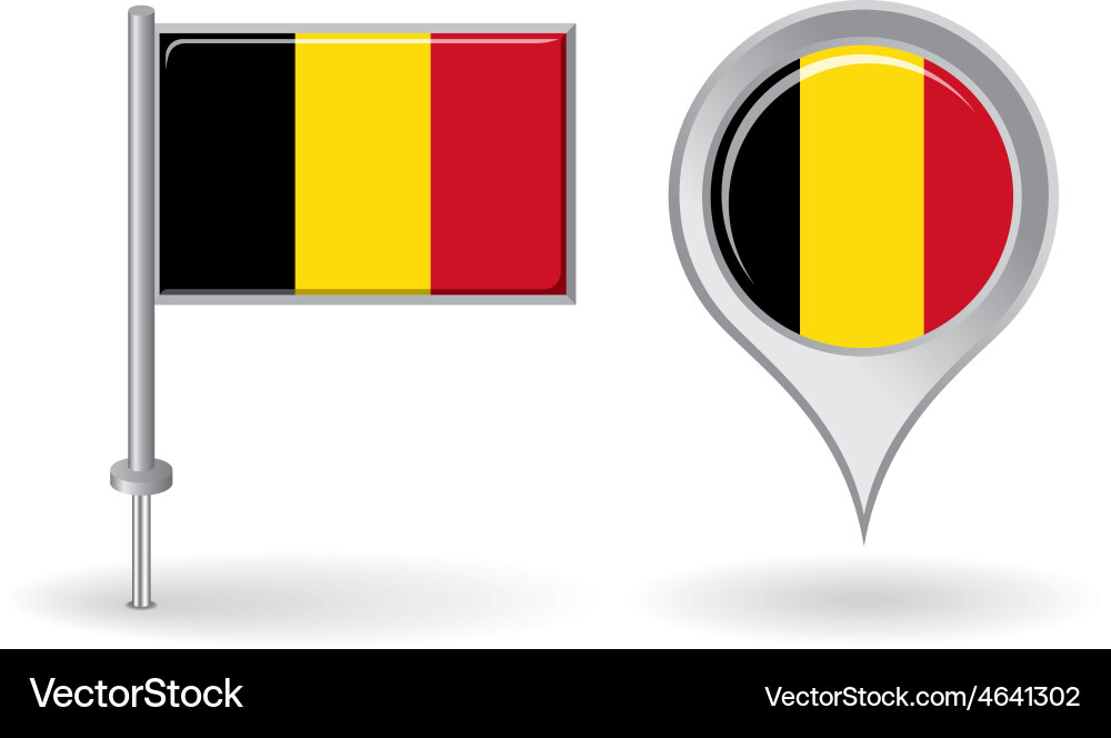 Belgian pin icon and map pointer flag vector image