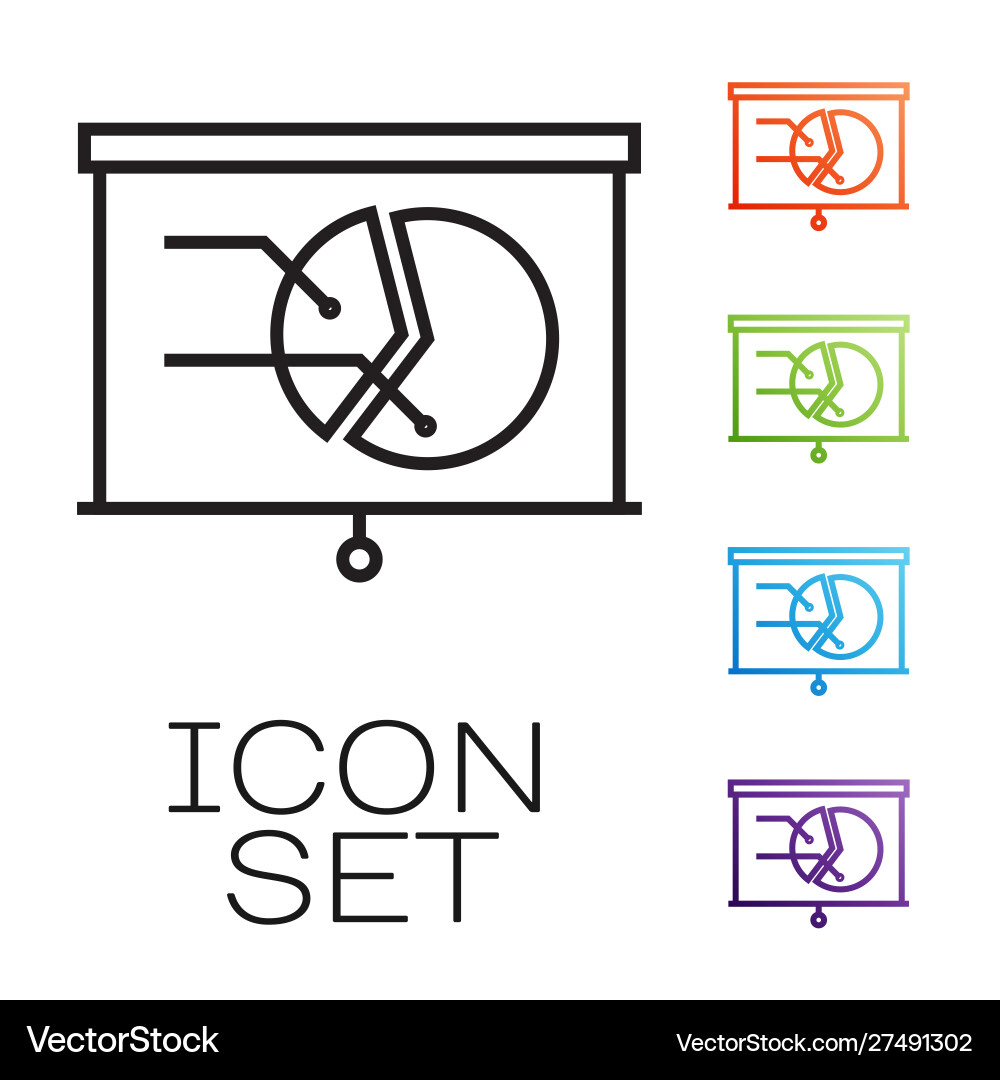 Black line board with graph chart icon isolated Vector Image