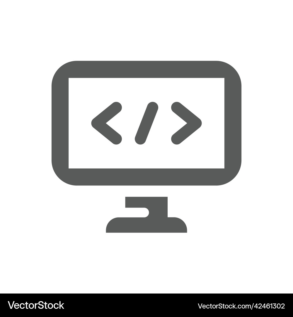 Computer monitor and programing code icon Vector Image