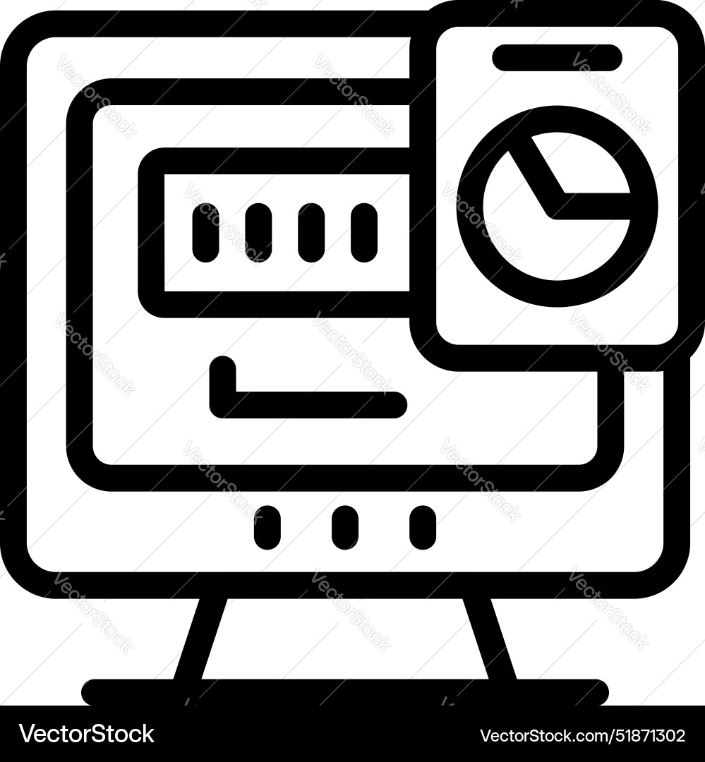 Computer showing statistical analysis Computer showing statistical analysis vector image