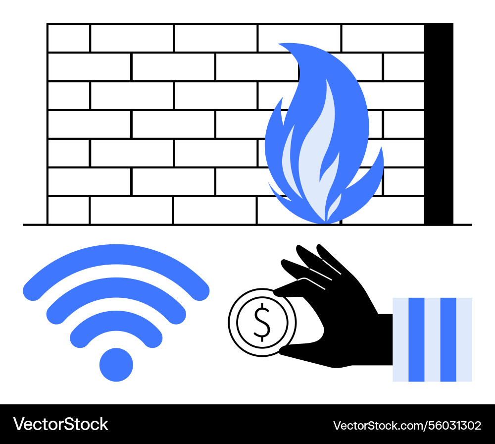 Firewall security protecting wireless network Vector Image
