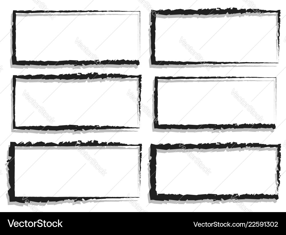 Grungy rectangular frame set of 6 version vector image