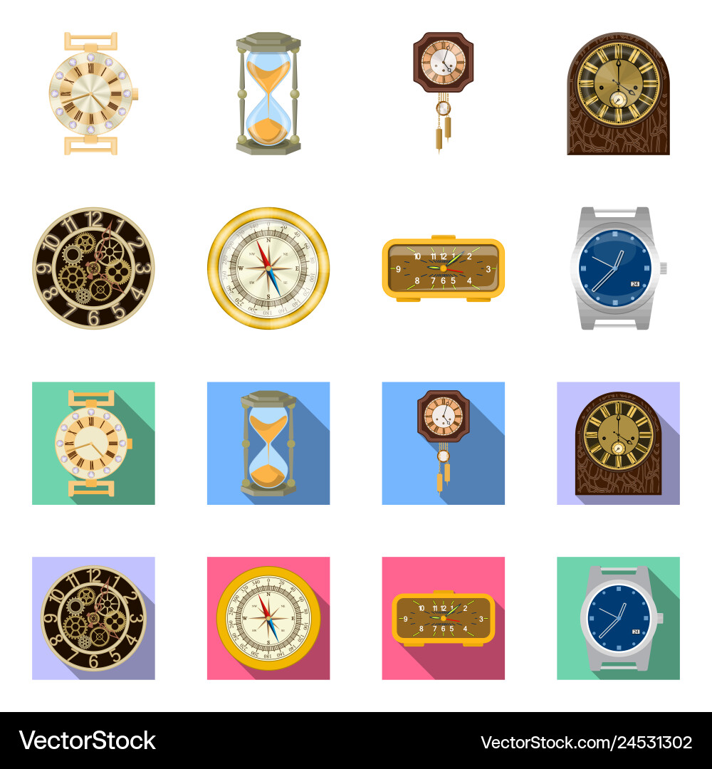 Isolated object of clock and time logo set Isolated object of clock and time logo set vector image