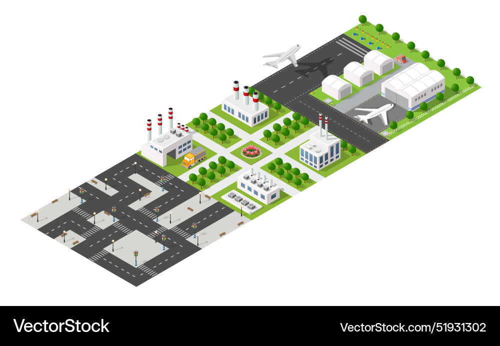 Isometric 3d park trees forest nature elements Vector Image