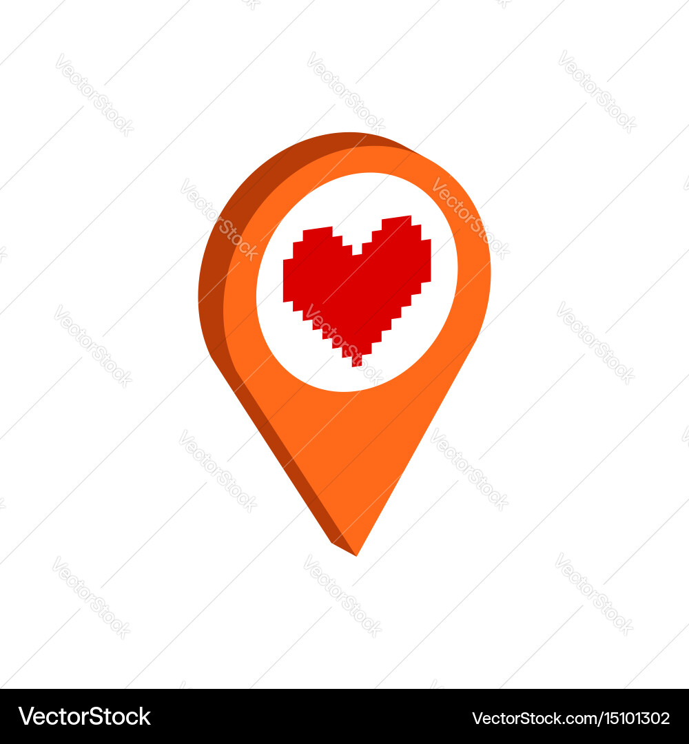 Map pointer with heart symbol flat isometric icon Vector Image