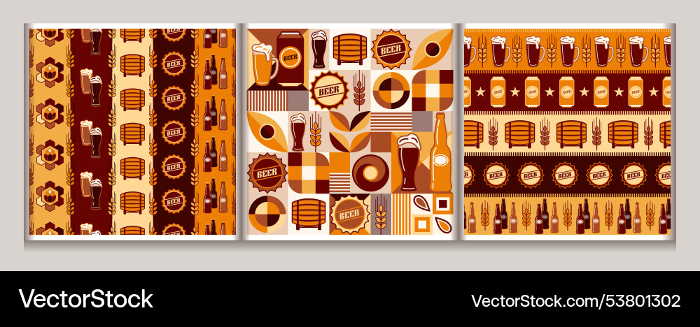 Patterns with beer icons in simple flat style Patterns with beer icons in simple flat style vector image