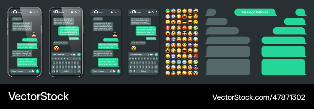 Smartphone messaging app user interface Smartphone messaging app user interface vector image