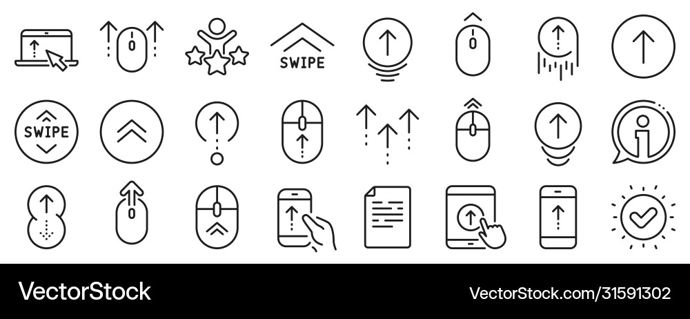 Swipe up line icons scrolling mouse landing page Swipe up line icons scrolling mouse landing page vector image