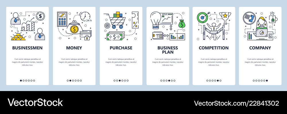 Web site linear art onboarding screens Web site linear art onboarding screens vector image