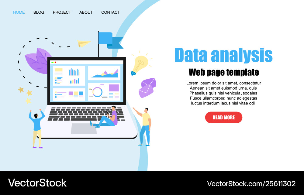 Webpage template data analysis design concept vector image
