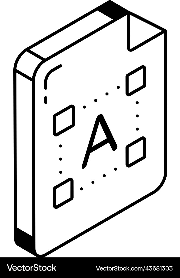 An icon of file font isometric design vector image
