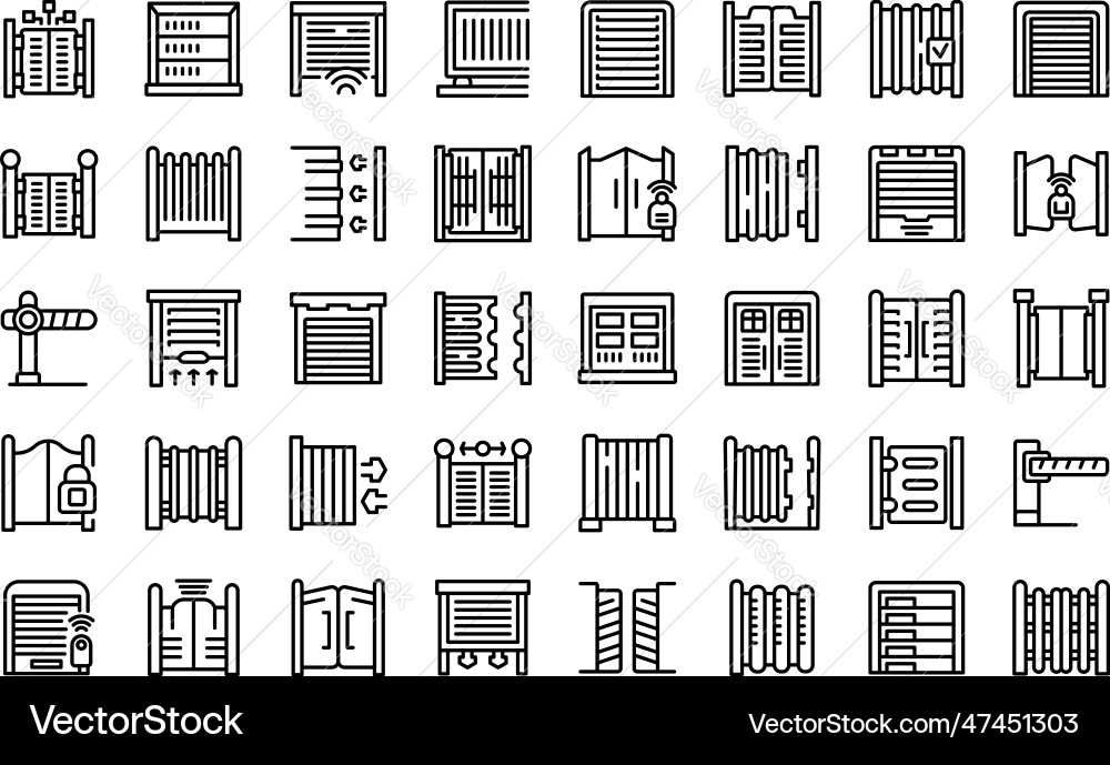 Automatic gates icons set outline security Vector Image