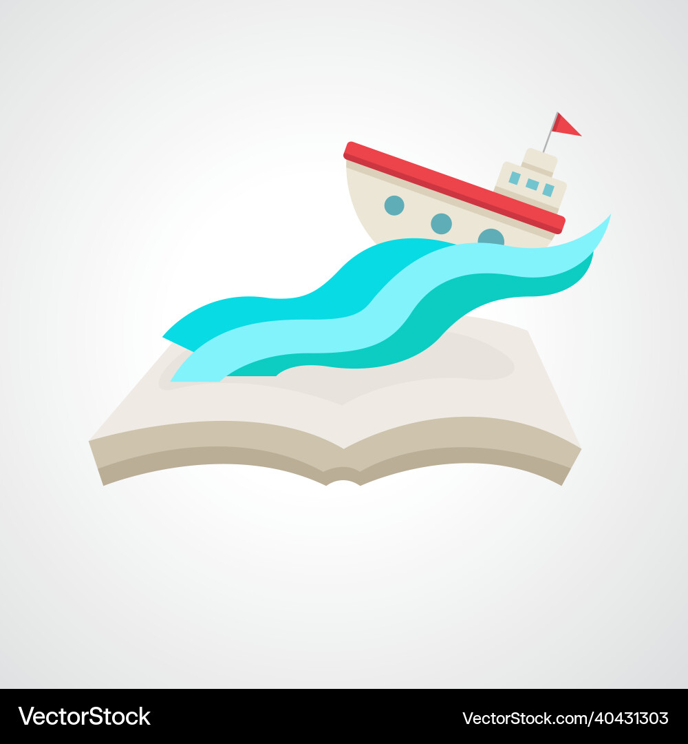 Boot auf dem Buch Vektorbild