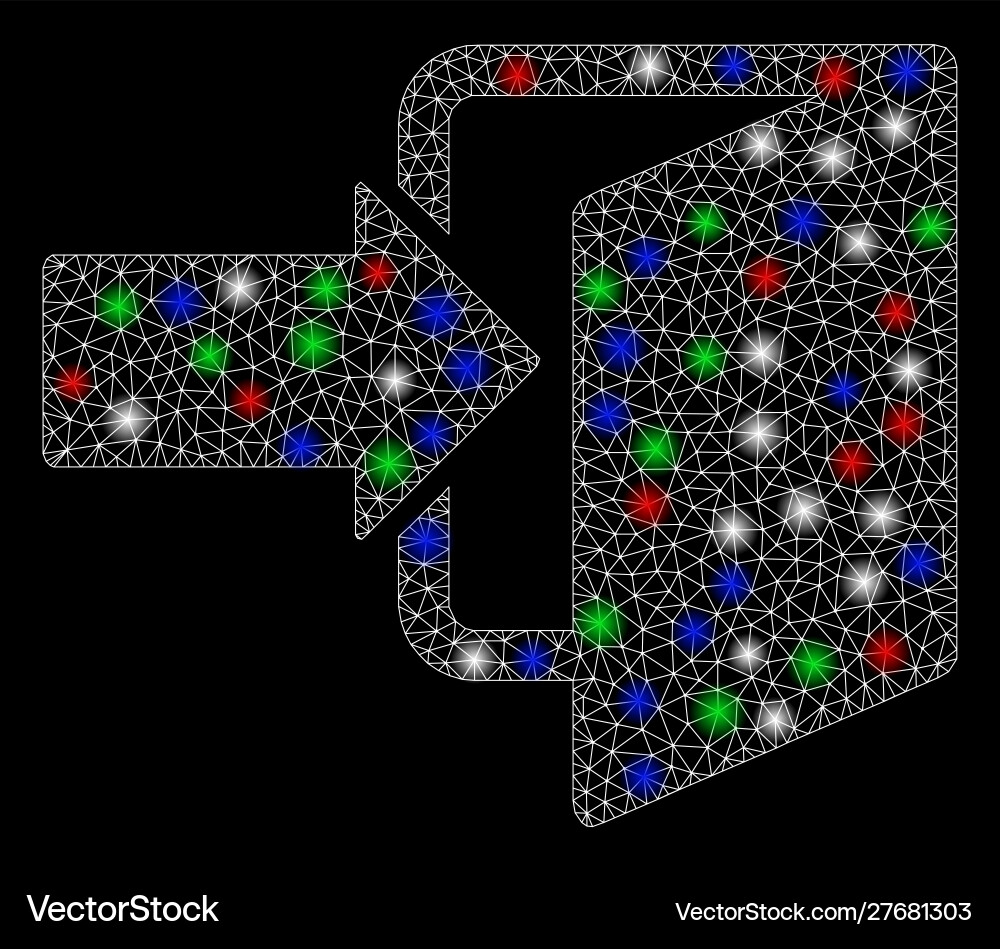 Bright mesh network exit door with flash spots Vector Image