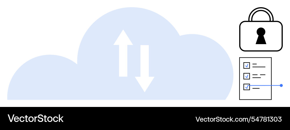 Cloud storage data transfer with security lock Cloud storage data transfer with security lock vector image