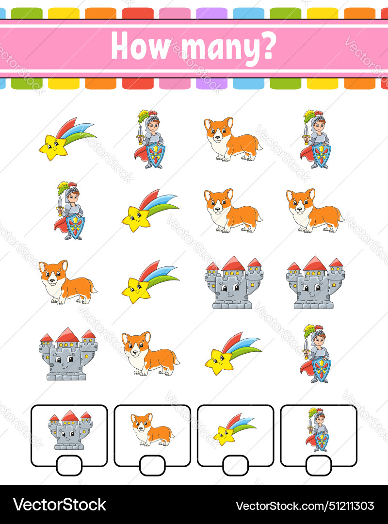 Counting game for children happy characters vector image