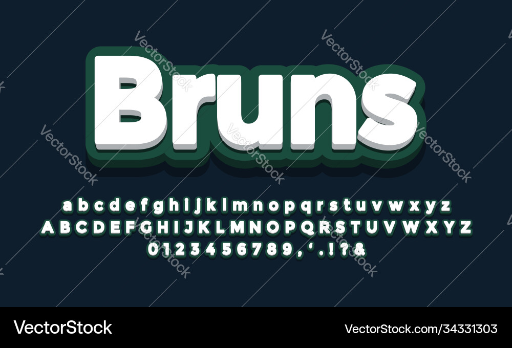 Dark green with white 3d font effect or text vector image