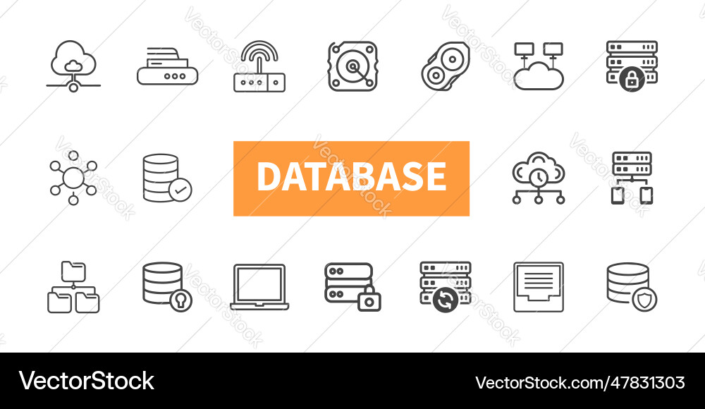 Datenbankzeilensymbol set hosting server network Datenbankzeilensymbol set hosting server network vektorbild