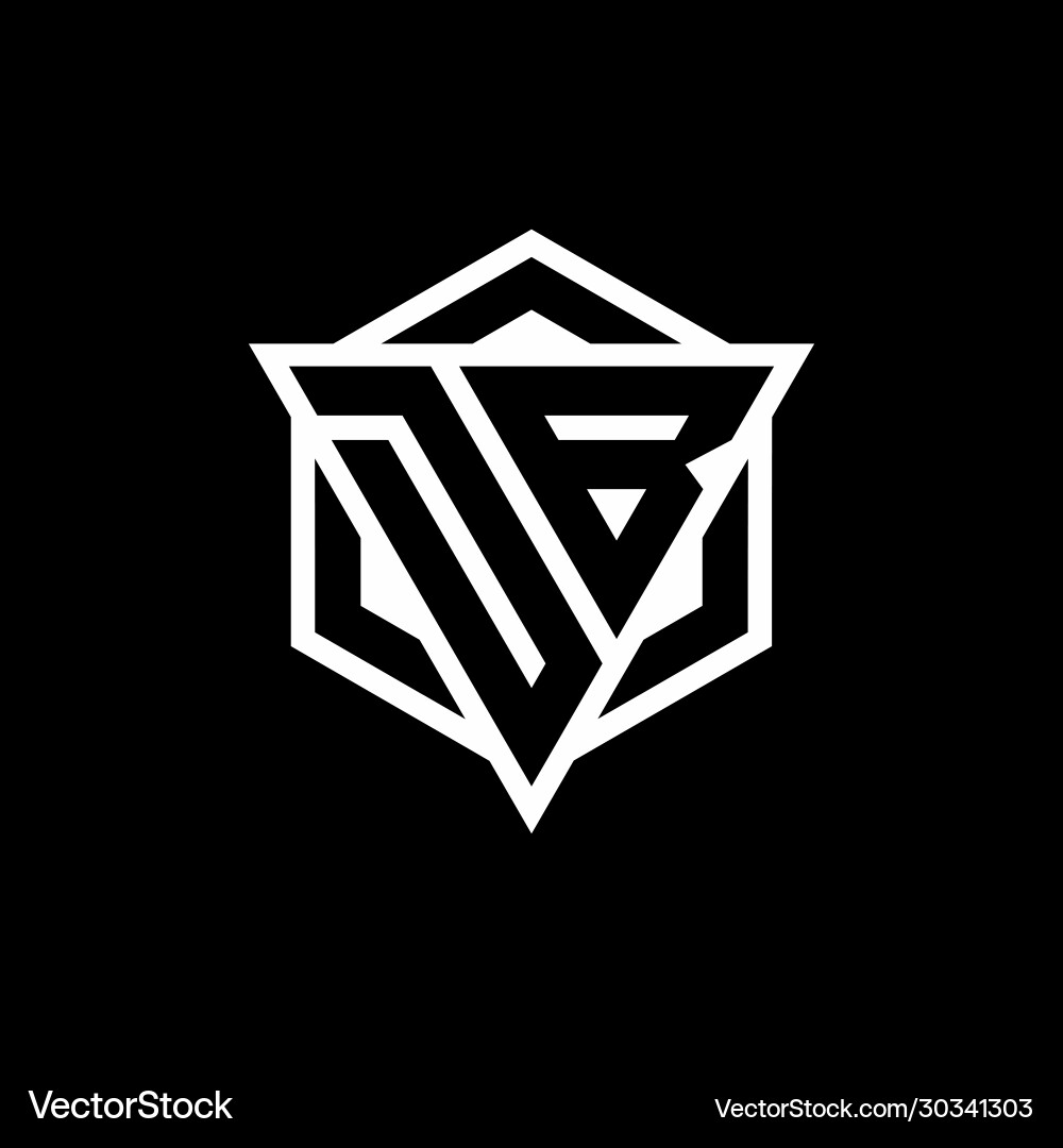 Db logo monogram with triangle and hexagon shape vector image