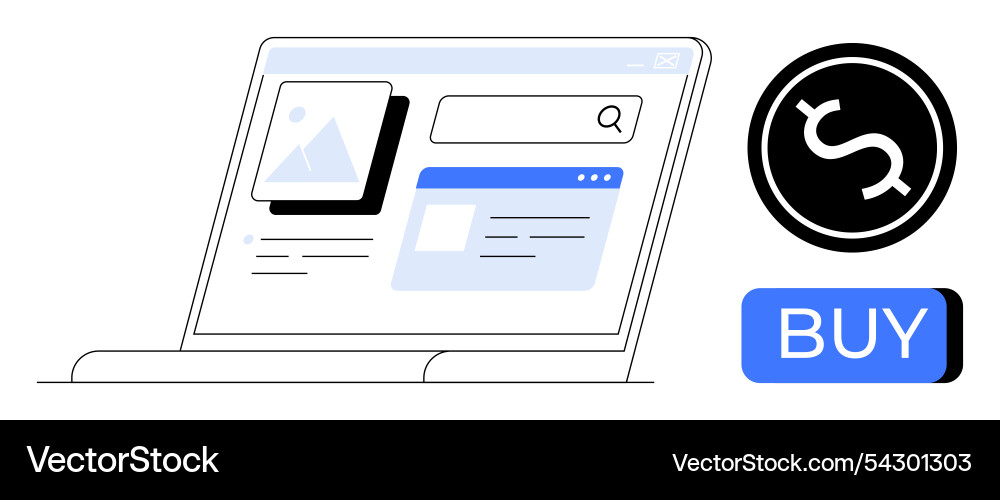 E-commerce website interface with buy button Vector Image