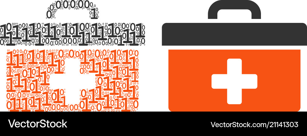 First aid toolbox mosaic of binary digits First aid toolbox mosaic of binary digits vector image