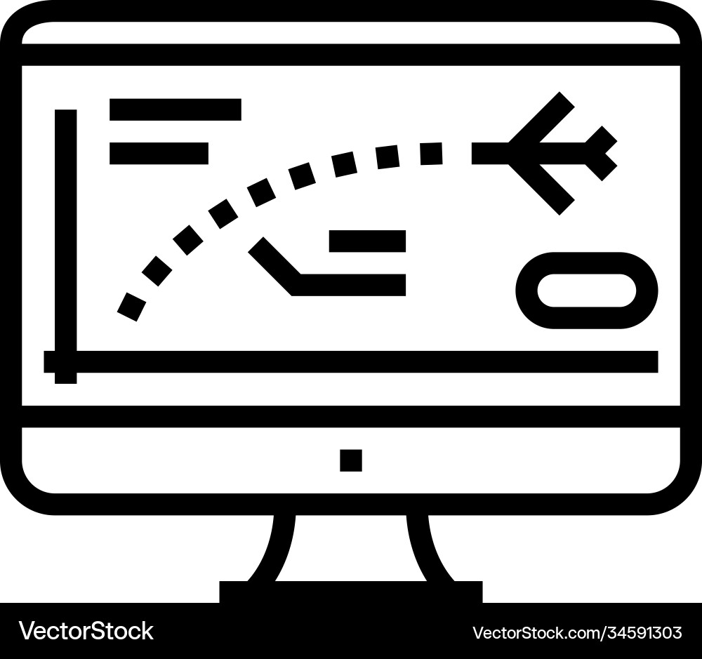 Flight path computer simulator line icon vector image