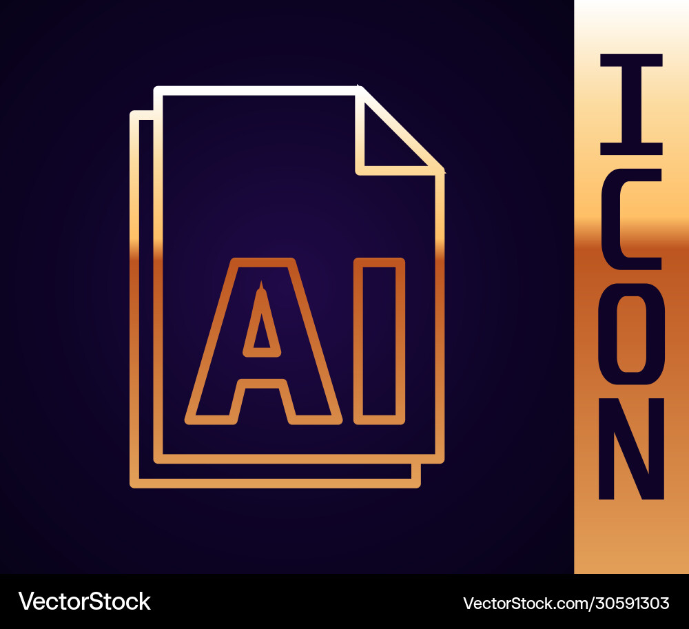 Gold line ai file document download button Gold line ai file document download button vector image