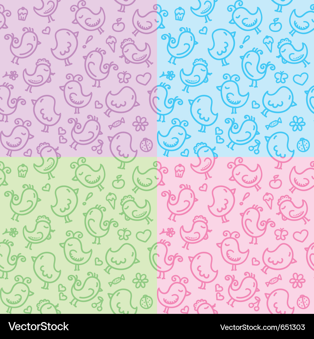 Hand drawn seamless patterns Vector Image