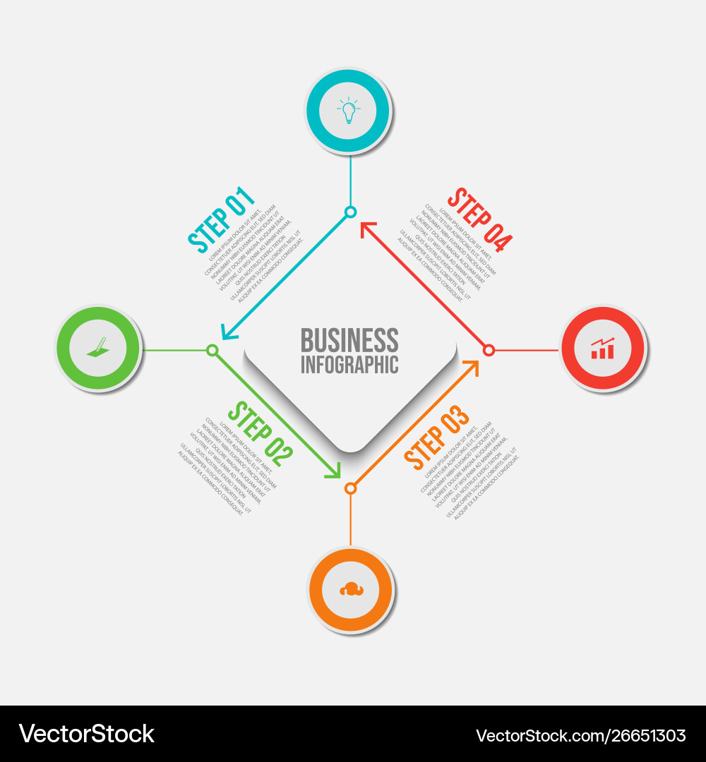 Infographic template with 4 steps workflow design vector image
