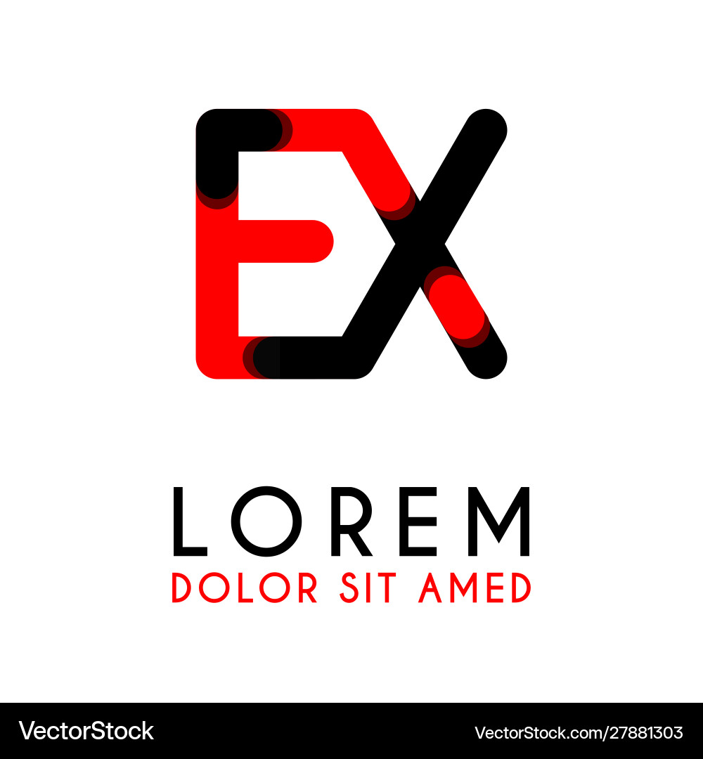 Initial letter ex with red black and has rounded Initial letter ex with red black and has rounded vector image