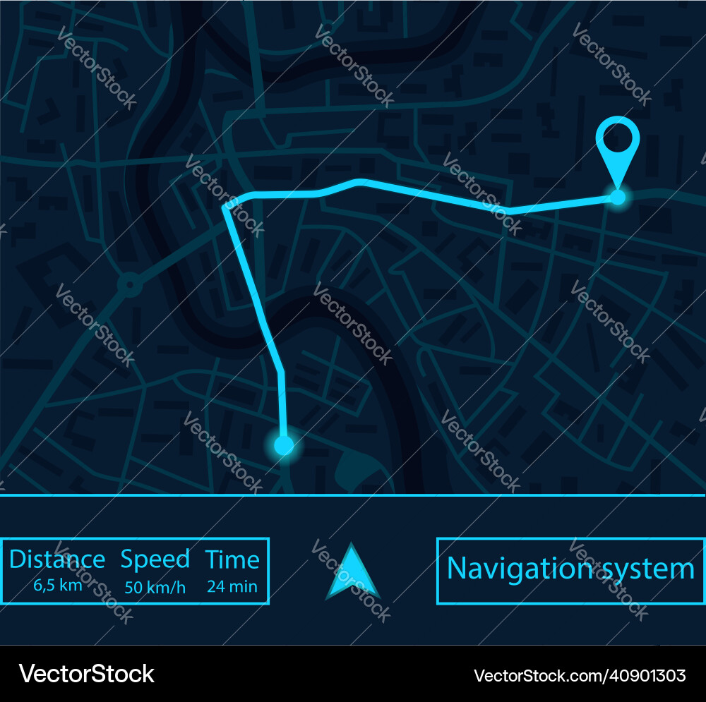 Landkarte gps navigator navigate app mit ui für city Vektorbild