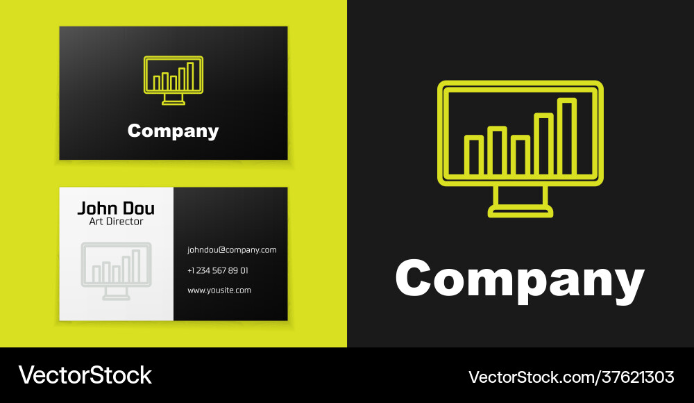 Logotype line computer monitor with graph chart Logotype line computer monitor with graph chart vector image