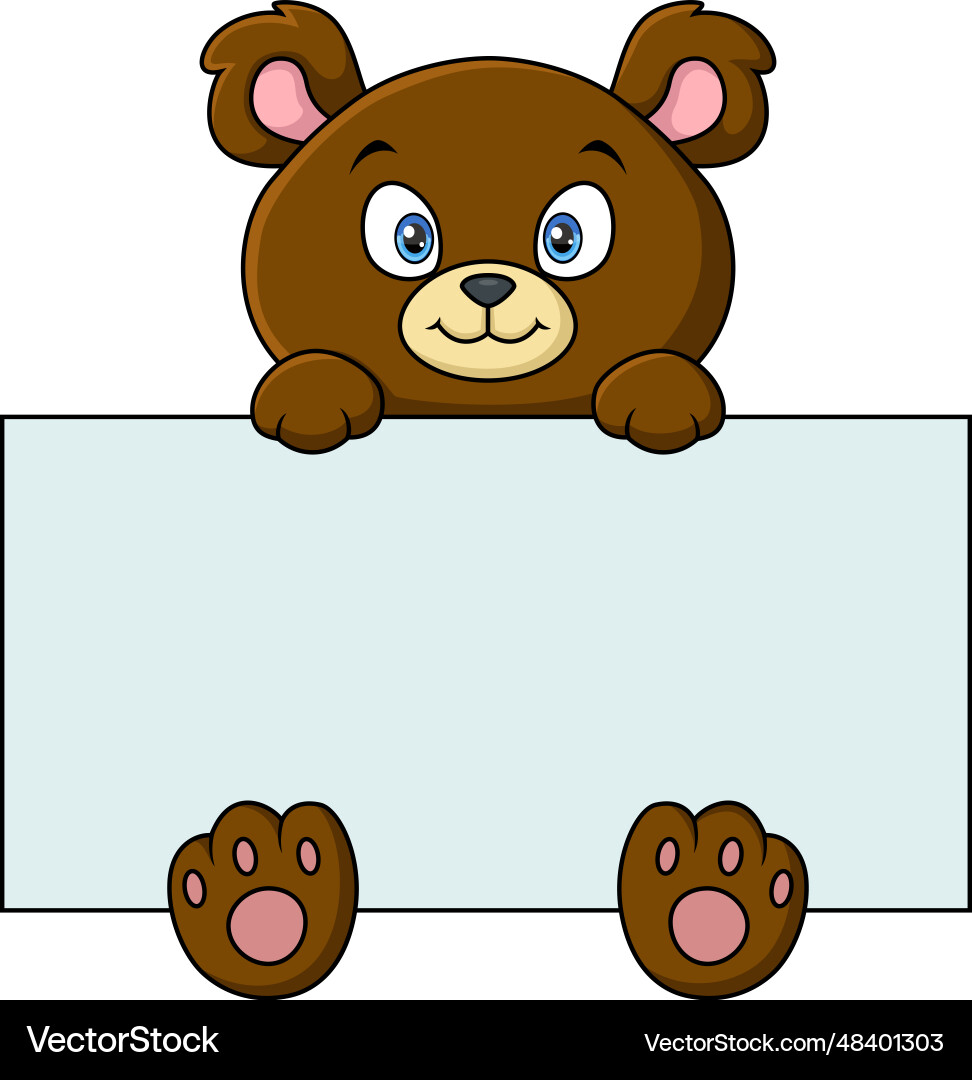 Niedlicher Bär Cartoon mit leerem Schild Niedlicher Bär Cartoon mit leerem Schild vektorbild