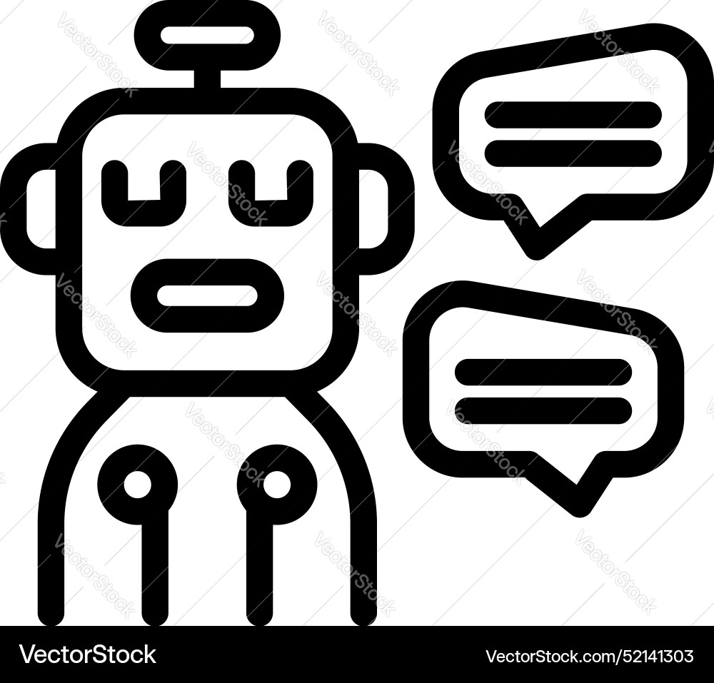 Robot chatting with chatbots engaging in ai Robot chatting with chatbots engaging in ai vector image