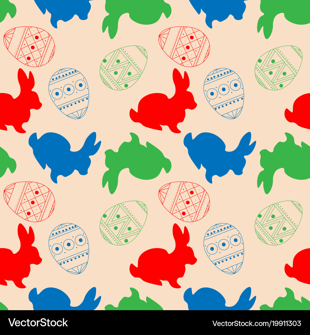 Seamless pattern with rabbits and colorful Vector Image