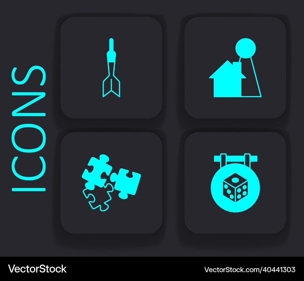 Set game dice dart arrow chip for board Vector Image