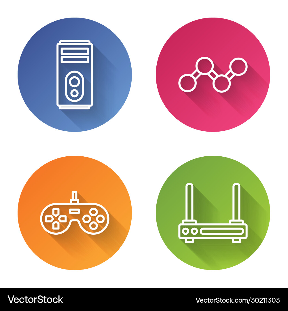 Set line computer share gamepad and router Set line computer share gamepad and router vector image