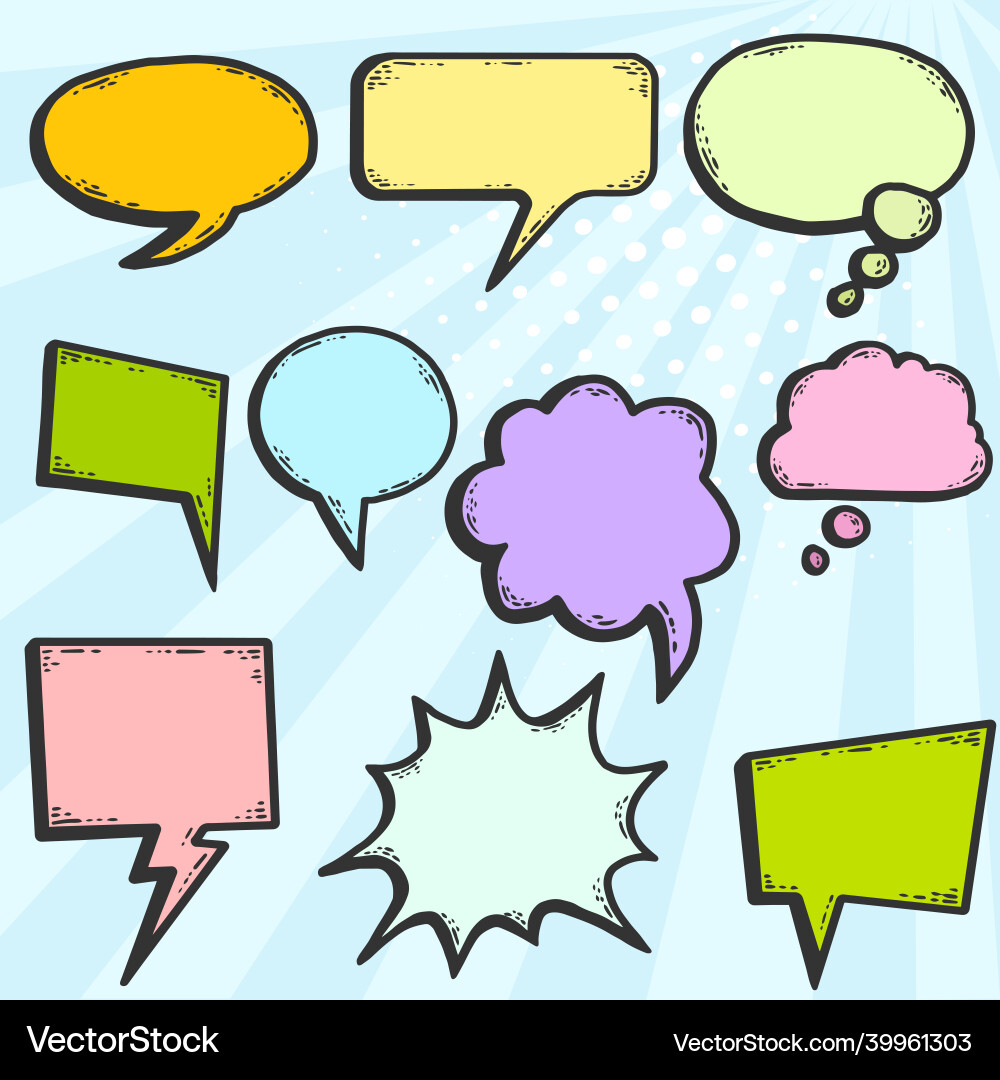 Set of text bubbles sketch scratch board Vector Image