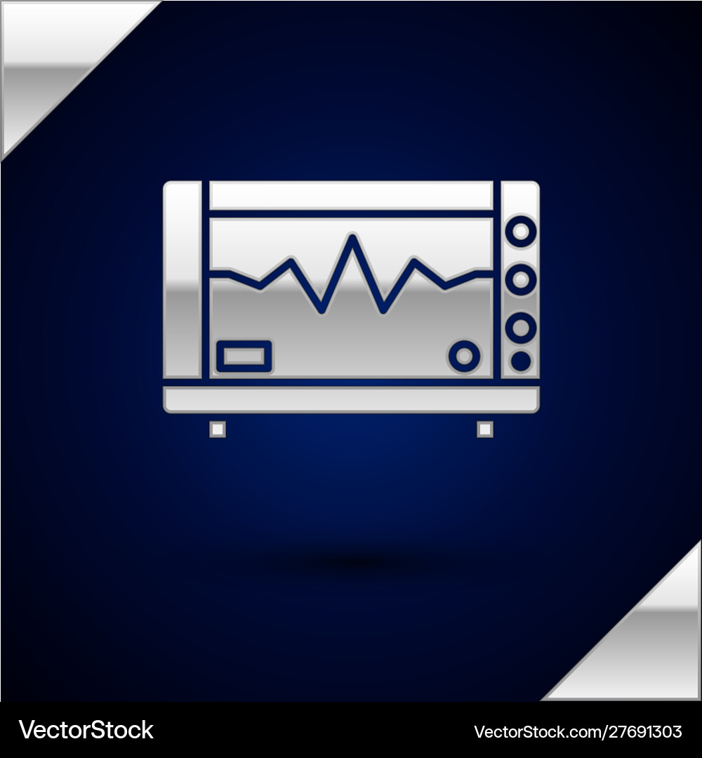 Silver computer monitor with cardiogram icon Vector Image