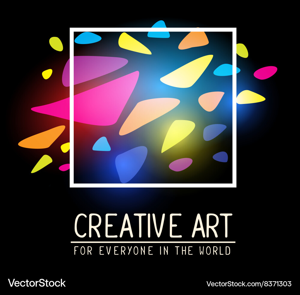 Simple white square frame within colorful vector image