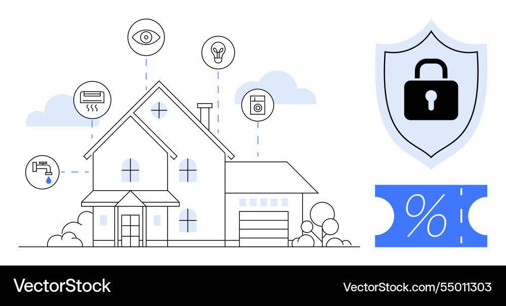 Smart home integration with security features Vector Image