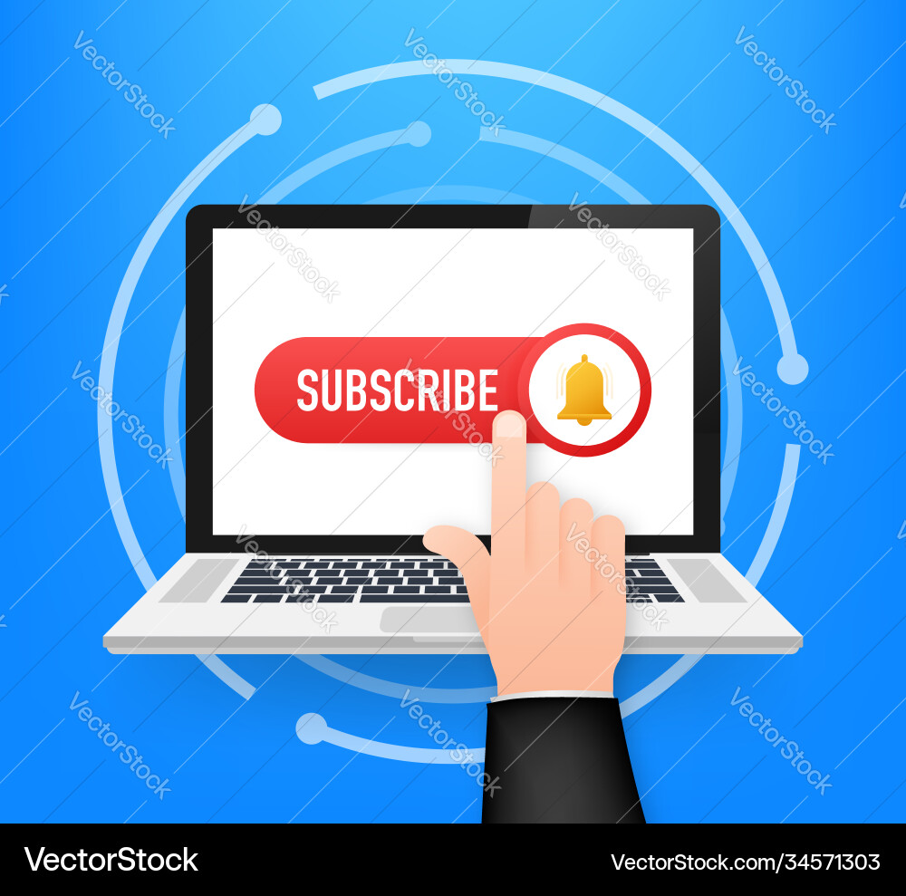 Subscribe Button with Notification Icon vector image