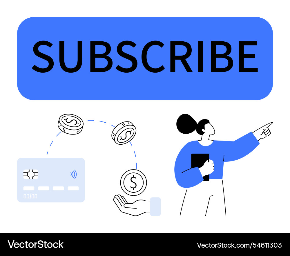 Subscribe button with payment and account Subscribe button with payment and account Vector Image